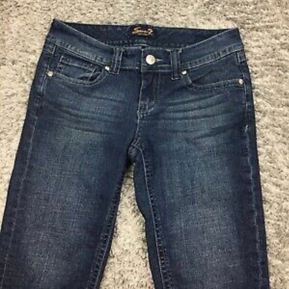 Seven7 Dojo Capri Jeans Womens Size 2 Blue Denim Dark Wash Stretch - Picture 3 of 11